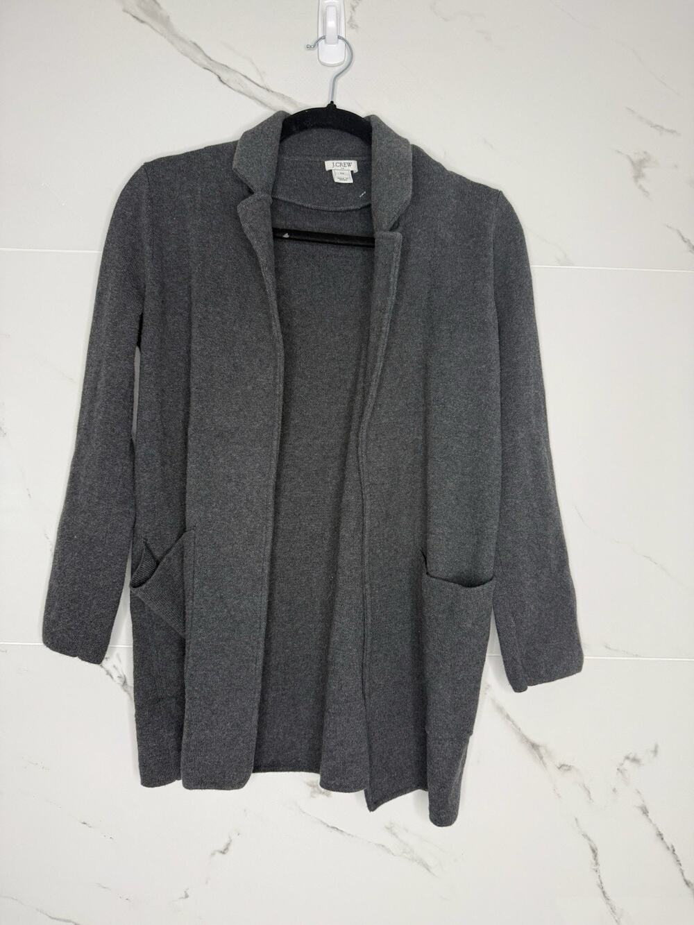 J.Crew Women's Sweater stretch Blazer Sz XS Cotton Knit Dark Gray Jacket
